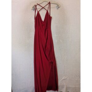 E.L.H. Studio Maxi‎ Dress Women's Medium Red Strappy Back Side Slit